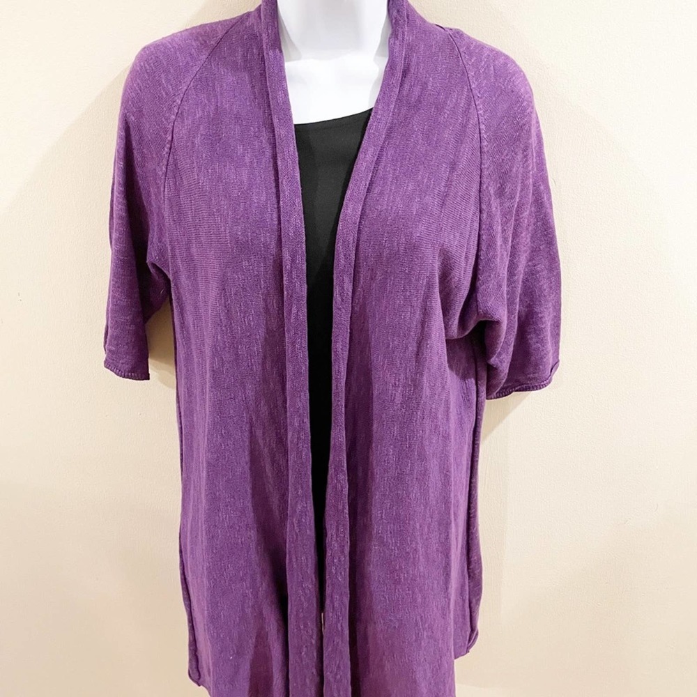 Eileen Fisher Linen Open Cardigan Purple Medium - Picture 6 of 14